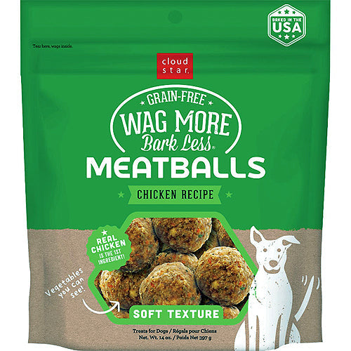 CLOUDSTAR WAGMORE DOG MEATBALL GRAIN FREE CHICKEN 14OZ