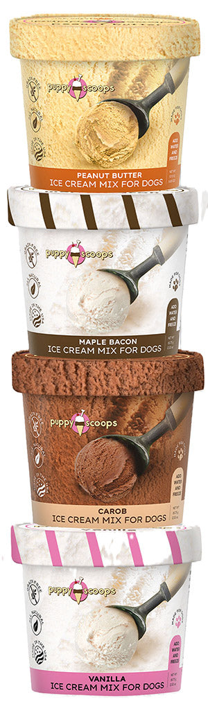 Puppy Scoops Sample Pack 4 Flavors - Ice Cream Mix for Dogs