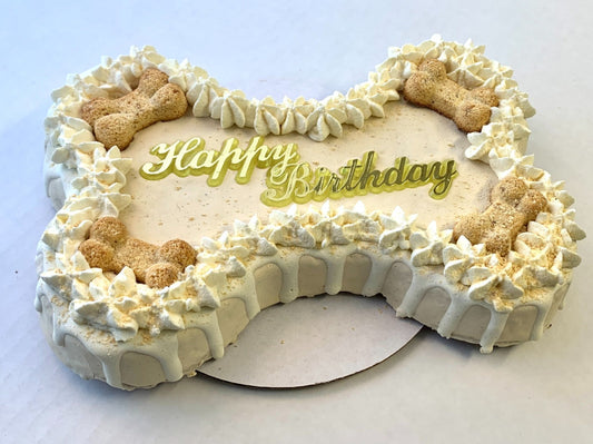 Dog Birthday Cakes | Dog Cake | Dog Birthday Cake | Dog Bone Cake | Dog Bakery | Tan | 9 inch Drip | Peanut Butter Flavo