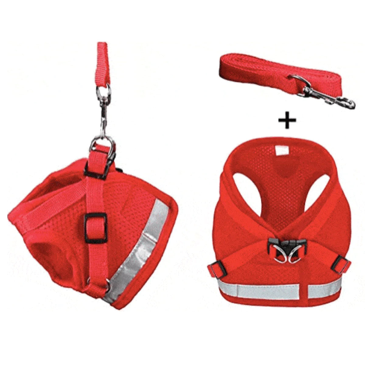 "The True Adventurer" Reflective Harness & Leash - Red