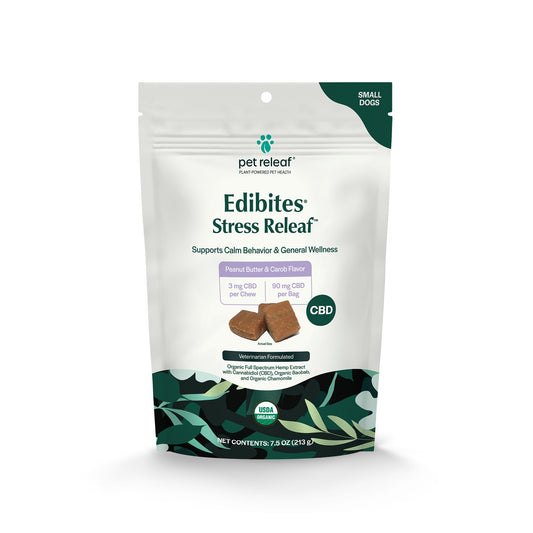 Pet Releaf Stress Releaf Peanut Butter Carob CBD Edibites for Small Dogs