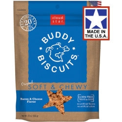 Cloud Star Original Soft & Chewy Buddy Biscuits with Bacon & Cheese Dog Treats, 20-oz. bag