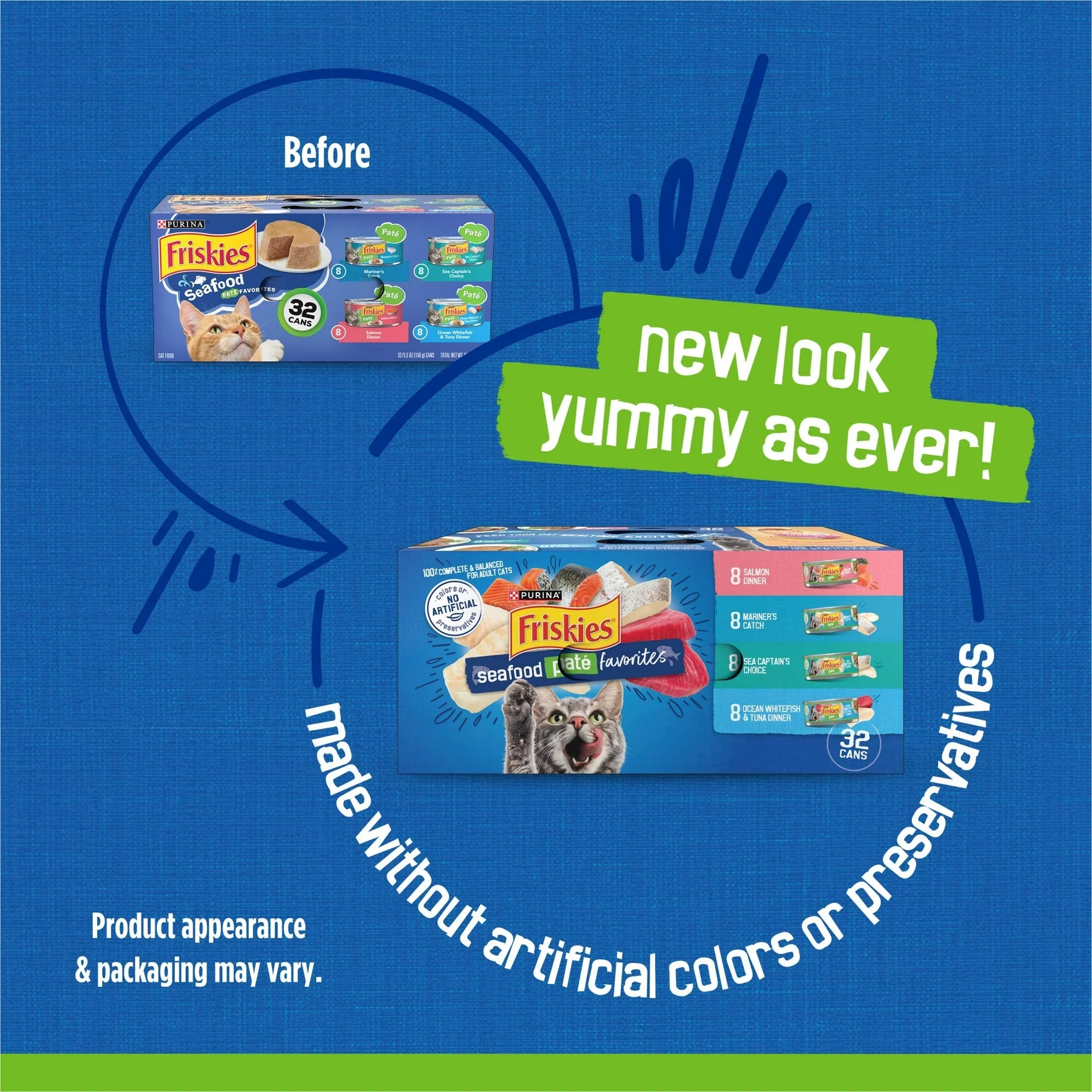 (2 pack) Purina Friskies Wet Cat Food Seafood Pate Favorites Variety Pack, 5.5 oz (32 Pack